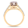 3.03 Ct Cushion Cut Genuine Brown Diamond 18K Yellow Gold Split Pave Shank Engagement Ring by Fine Color Jewels