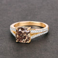 3.03 Ct Cushion Cut Genuine Brown Diamond 18K Yellow Gold Split Pave Shank Engagement Ring by Fine Color Jewels