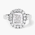 3.07 Ct Cushion Lab Grown Diamond Prong Platinum Halo Bridal Ring by Fine Color Jewels