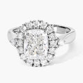 3.07 Ct Cushion Lab Grown Diamond Prong Platinum Halo Bridal Ring by Fine Color Jewels