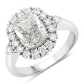 3.07 Ct Cushion Lab Grown Diamond Prong Platinum Halo Bridal Ring by Fine Color Jewels
