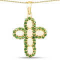 3.11 Ct Oval White Ethiopian Opal Halo Cross Cocktail Pendant Necklace by Fine Color Jewels