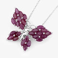 3.12 Ct Marquise Pink Ruby Prong Silver Butterfly Cluster Pendant Necklace by Fine Color Jewels