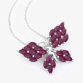 3.12 Ct Marquise Pink Ruby Prong Silver Butterfly Cluster Pendant Necklace by Fine Color Jewels
