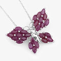 3.12 Ct Marquise Pink Ruby Prong Silver Butterfly Cluster Pendant Necklace by Fine Color Jewels