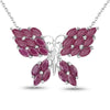3.12 Ct Marquise Pink Ruby Prong Silver Butterfly Cluster Pendant Necklace