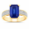 3.14 Ct Octagon Ceylon Blue Sapphire and White Diamond Prong 18K Yellow Gold Pave Bridge Ring