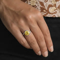 3.16 Ct Round Yellow Citrine and White Topaz Prong Silver Bypass Ring by Fine Color Jewels