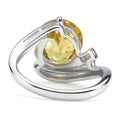 3.16 Ct Round Yellow Citrine and White Topaz Prong Silver Bypass Ring by Fine Color Jewels