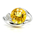 3.16 Ct Round Yellow Citrine and White Topaz Prong Silver Bypass Ring by Fine Color Jewels