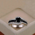 3.16Ct Round Black Spinel Prong Sterling Silver Engagement Bypass Ring by Fine Color Jewels
