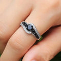 3.16Ct Round Black Spinel Prong Sterling Silver Engagement Bypass Ring by Fine Color Jewels