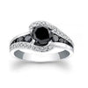 3.16Ct Round Black Spinel Prong Sterling Silver Engagement Bypass Ring