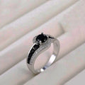 3.16Ct Round Black Spinel Prong Sterling Silver Engagement Bypass Ring by Fine Color Jewels