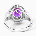 3.20 Ct Oval Purple Amethyst and Lab Diamond Prong Silver Halo Statement Ring by Fine Color Jewels