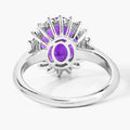 3.20 Ct Oval Purple Amethyst and Lab Diamond Prong Silver Halo Ring by Fine Color Jewels