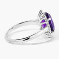 3.20 Ct Oval Purple Amethyst and Lab Diamond Prong Silver Halo Ring by Fine Color Jewels