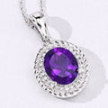 3.20 Ct Oval Purple Amethyst & Lab Diamond Prong Silver Oval Halo Pendant Necklace by Fine Color Jewels