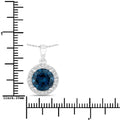 3.20 Ct Round London Blue Topaz Lab Diamond Prong Silver Halo Pendant Necklace by Fine Color Jewels