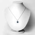 3.20 Ct Round London Blue Topaz Lab Diamond Prong Silver Halo Pendant Necklace by Fine Color Jewels