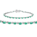 3.24 Ct Marquise Green Zambian Emerald Prong Sterling Silver Link Bracelet by Fine Color Jewels