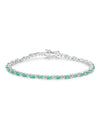 3.24 Ct Marquise Green Zambian Emerald Prong Sterling Silver Link Bracelet