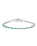 3.24 Ct Marquise Green Zambian Emerald Prong Sterling Silver Link Bracelet by Fine Color Jewels