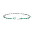 3.24 Ct Marquise Green Zambian Emerald Prong Sterling Silver Link Bracelet by Fine Color Jewels