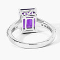 3.25 Ct Octagon Purple Amethyst and Lab Diamond Prong Silver Pave Bridge Ring by Fine Color Jewels