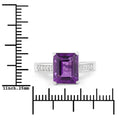 3.25 Ct Octagon Purple Amethyst and Lab Diamond Prong Silver Pave Bridge Ring by Fine Color Jewels