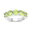 3.25 Ct Oval Green Peridot Prong Silver 5 Stone Ring