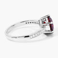3.25 Ct Round Red Mozambique Garnet and Lab Diamond Prong Silver Pave Bridge Ring by Fine Color Jewels