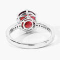 3.25 Ct Round Red Mozambique Garnet and Lab Diamond Prong Silver Pave Bridge Ring by Fine Color Jewels