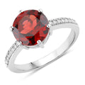 3.25 Ct Round Red Mozambique Garnet and Lab Diamond Prong Silver Pave Bridge Ring by Fine Color Jewels
