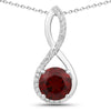 3.25 Ct Round Red Mozambique Garnet & Lab Diamond Prong Silver Crossover Pendant Necklace