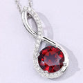 3.25 Ct Round Red Mozambique Garnet & Lab Diamond Prong Silver Crossover Pendant Necklace by Fine Color Jewels