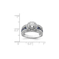 3.29 Ct Princess Blue Lab Created Sapphire & CZ Prong Sterling Silver Rhodium Plated Halo Ring by Fine Color Jewels