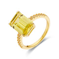 3.30 Ct Emerald cut Yellow Sapphire Prong 18k Yellow Gold Over Silver Engagement Ring by Fine Color Jewels