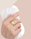 3.30 Ct Emerald cut Yellow Sapphire Prong 18k Yellow Gold Over Silver Engagement Ring by Fine Color Jewels