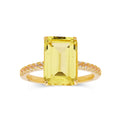 3.30 Ct Emerald cut Yellow Sapphire Prong 18k Yellow Gold Over Silver Engagement Ring by Fine Color Jewels