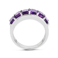 3.30 Ct Octagon Purple Amethyst Prong Silver Half Eternity Band Ring by Fine Color Jewels