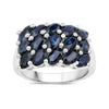 3.30 Ct Oval Blue Sapphire Prong Silver Cluster Ring
