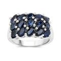 3.30 Ct Oval Blue Sapphire Prong Silver Cluster Ring by Fine Color Jewels