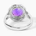 3.30 Ct Round Purple Amethyst Lab Diamond Prong Silver Halo Ring by Fine Color Jewels