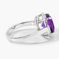 3.30 Ct Round Purple Amethyst Lab Diamond Prong Silver Halo Ring by Fine Color Jewels