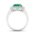 3.33 Ct Pear Green Zambian Emerald and White Diamond Prong 14k Gold Halo Statement Ring by Fine Color Jewels