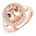 3.35 Ct Round Pink Morganite & Diamond 14K Rose Gold Halo Ring by Fine Color Jewels