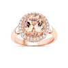 3.35 Ct Round Pink Morganite & Diamond 14K Rose Gold Halo Ring