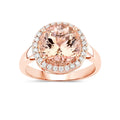 3.35 Ct Round Pink Morganite & Diamond 14K Rose Gold Halo Ring by Fine Color Jewels
