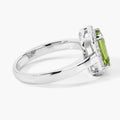 3.36 Ct Octagon Green Peridot and Lab Diamond Prong Silver Halo Engagement Ring by Fine Color Jewels